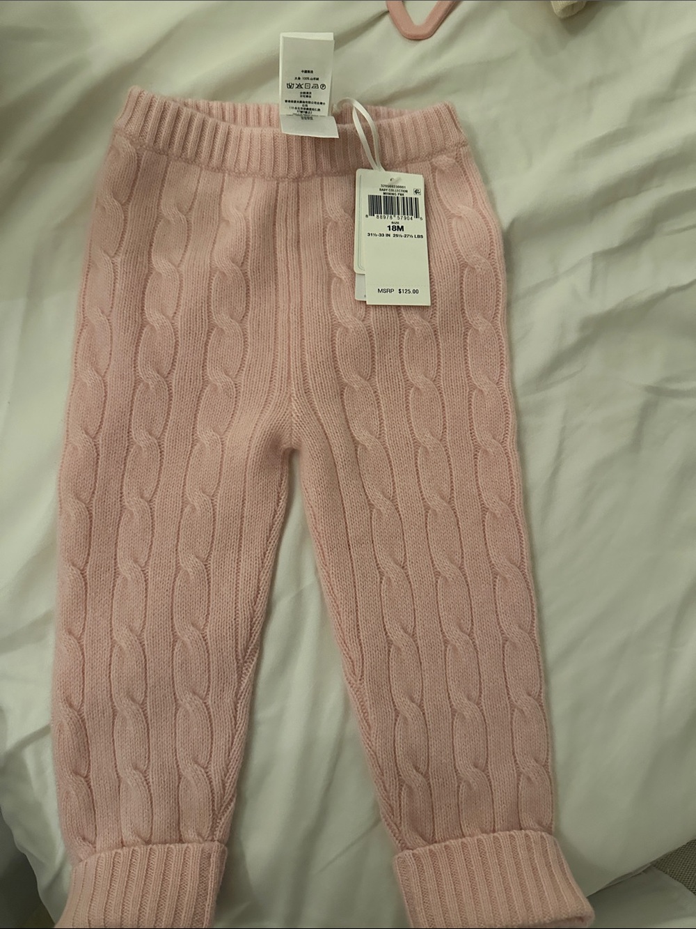 Cable knit cashmere Ralph Lauren Baby Pants - Pink